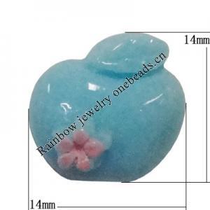 Resin Cabochons, No Hole Headwear & Costume Accessory, Apple, The other side is Flat 14x14mm, Sold by Bag