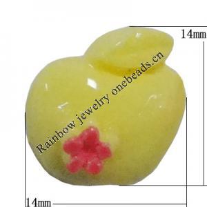 Resin Cabochons, No Hole Headwear & Costume Accessory, Apple, The other side is Flat 14x14mm, Sold by Bag