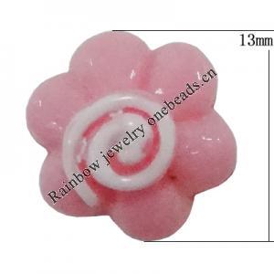 Resin Cabochons, No Hole Headwear & Costume Accessory, Flower, The other side is Flat 13mm, Sold by Bag
