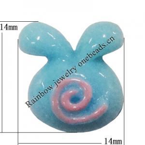 Resin Cabochons, No Hole Headwear & Costume Accessory, Animal Head, The other side is Flat 14x14mm, Sold by Bag