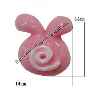 Resin Cabochons, No Hole Headwear & Costume Accessory, Animal Head, The other side is Flat 14x14mm, Sold by Bag