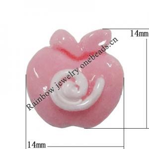 Resin Cabochons, No Hole Headwear & Costume Accessory, Apple, The other side is Flat 14x14mm, Sold by Bag