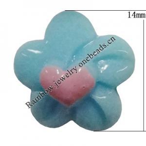 Resin Cabochons, No Hole Headwear & Costume Accessory, Flower, The other side is Flat 14mm, Sold by Bag