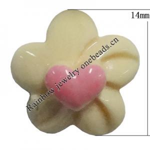 Resin Cabochons, No Hole Headwear & Costume Accessory, Flower, The other side is Flat 14mm, Sold by Bag