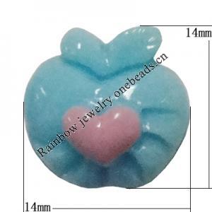 Resin Cabochons, No Hole Headwear & Costume Accessory, Apple, The other side is Flat 14x14mm, Sold by Bag