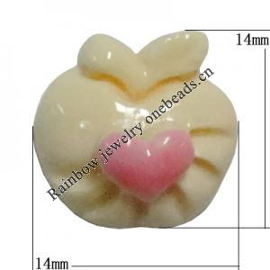 Resin Cabochons, No Hole Headwear & Costume Accessory, Apple, The other side is Flat 14x14mm, Sold by Bag