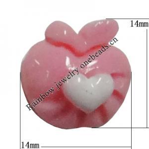 Resin Cabochons, No Hole Headwear & Costume Accessory, Apple, The other side is Flat 14x14mm, Sold by Bag
