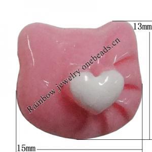 Resin Cabochons, No Hole Headwear & Costume Accessory, Cat Head, The other side is Flat 15x13mm, Sold by Bag