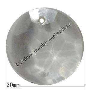 Transparent Acrylic Pendant, Faceted Flat Round 20mm Hole:0.5mm Sold by Bag 