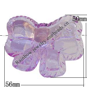 Transparent Acrylic Beads, Bowknot 50x56mm Hole:3mm, Sold by Bag 