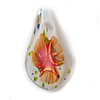 Inner Flower Lampwork Pendant, Leaf 60x31mm Hole:About 5mm, Sold by PC