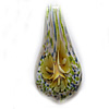 Inner Flower Lampwork Pendant, Leaf 60x31mm Hole:About 5mm, Sold by PC