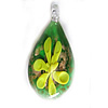 Inner Flower Lampwork Pendant, Leaf 63x32mm Hole:About 5mm, Sold by PC