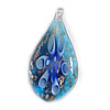 Inner Flower Lampwork Pendant, Leaf 63x32mm Hole:About 5mm, Sold by PC