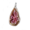 Inner Flower Lampwork Pendant, Leaf 63x32mm Hole:About 5mm, Sold by PC