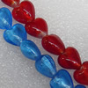 Silver Foil Lampwork Beads, Mix Color, Heart 15mm Hole: About 1.5mm, Sold by Group