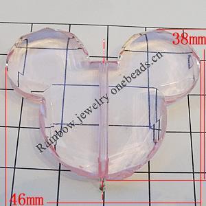 Transparent Acrylic Beads, Animal Head 46x38mm Hole:2mm, Sold by Bag 