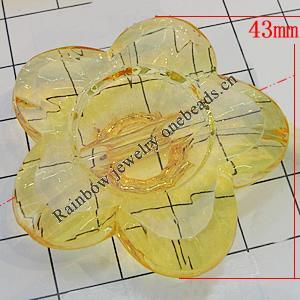 Transparent Acrylic Beads, Flower 43mm Hole:4mm, Sold by Bag 