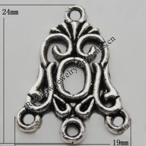 Connector Zinc Alloy Jewelry Findings Lead-free, 24x19mm Hole:2mm, Sold by Bag
