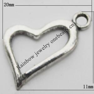 Pendant Zinc Alloy Jewelry Findings Lead-free, 20x11mm Hole:1.5mm, Sold by Bag