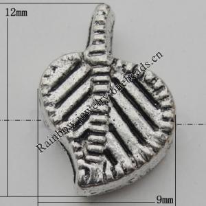 Connector Zinc Alloy Jewelry Findings Lead-free, Leaf 12x9mm Hole:1.5mm, Sold by KG