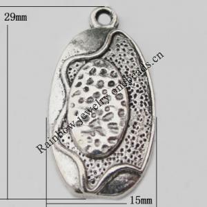 Pendant Zinc Alloy Jewelry Findings Lead-free, 29x15mm Hole:2mm, Sold by Bag