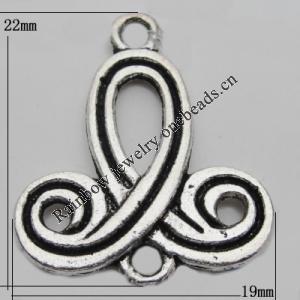 Connector Zinc Alloy Jewelry Findings Lead-free, 22x19mm Hole:2mm, Sold by Bag