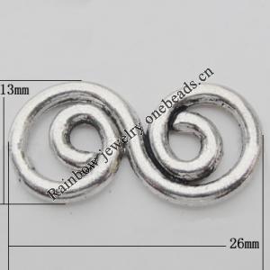 Connector Zinc Alloy Jewelry Findings Lead-free, 26x13mm, Sold by Bag
