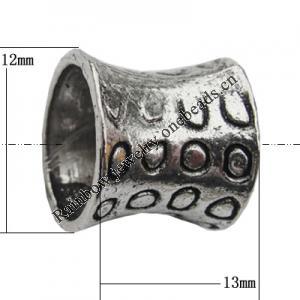 European style Beads Zinc Alloy Jewelry Findings Lead-free, 12x13mm Hole:8mm, Sold by Bag