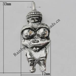 Pendant Zinc Alloy Jewelry Findings Lead-free, 33x12mm Hole:1mm, Sold by Bag