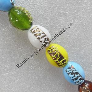 Lampwork Beads, Mix Color Oval 11x16mm Hole:1.5mm, Sold by Group