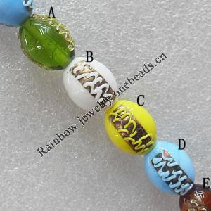 Lampwork Beads, Oval 11x16mm Hole:1.5mm, Sold by PC