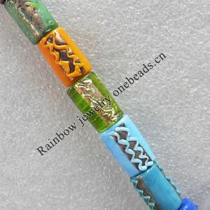 Lampwork Beads, Mix Color, Column 11x16mm Hole:About 1.5mm, Sold by Group