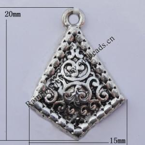 Pendant Zinc Alloy Jewelry Findings Lead-free, 15x20mm Hole:1.5mm, Sold by Bag