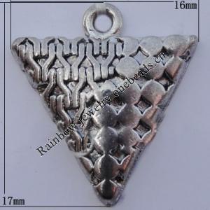 Pendant Zinc Alloy Jewelry Findings Lead-free, 16x17mm Hole:1.5mm, Sold by Bag