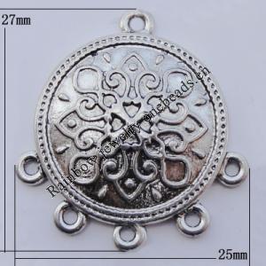 Connector Zinc Alloy Jewelry Findings Lead-free, 25x27mm Hole:1.5mm, Sold by Bag