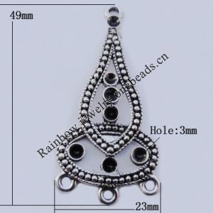 Connector Zinc Alloy Jewelry Findings Lead-free, 23x49mm Hole:2mm, Sold by Bag