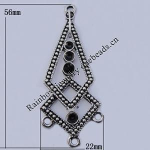 Connector Zinc Alloy Jewelry Findings Lead-free, 22x56mm Hole:2mm, Sold by Bag