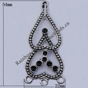 Connector Zinc Alloy Jewelry Findings Lead-free, 22x54mm Hole:2mm, Sold by Bag