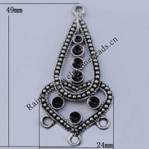 Connector Zinc Alloy Jewelry Findings Lead-free, 24x49mm Hole:2mm, Sold by Bag