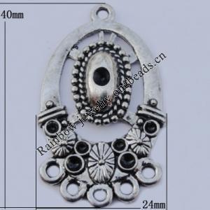 Connector Zinc Alloy Jewelry Findings Lead-free, 24x40mm Hole:2mm, Sold by Bag