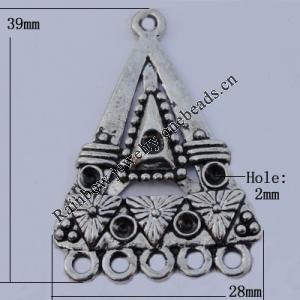 Connector Zinc Alloy Jewelry Findings Lead-free, 28x39mm Hole:2mm, Sold by Bag