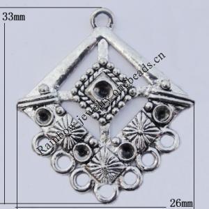 Connector Zinc Alloy Jewelry Findings Lead-free, 26x33mm Hole:2mm, Sold by Bag