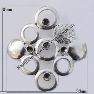 Connector Zinc Alloy Jewelry Findings Lead-free, 33x35mm, Sold by Bag