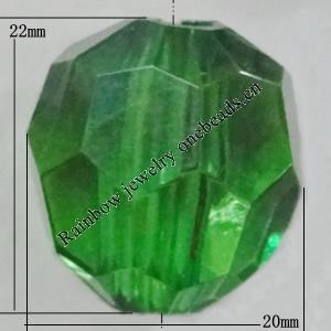 Transparent Acrylic Bead, Faceted Oval 22x20mm Hole:4mm Sold by Bag 