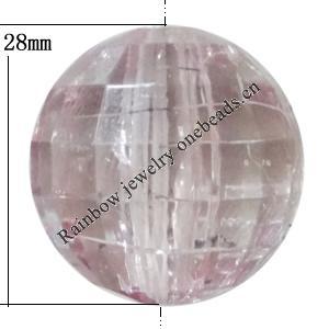 Transparent Acrylic Bead, Faceted Round 28mm Hole:4mm Sold by Bag 