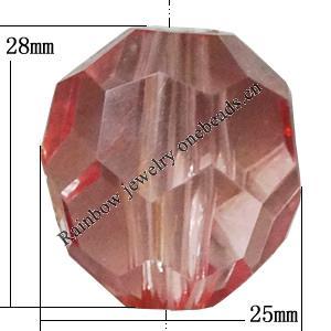 Transparent Acrylic Bead, Faceted Drum 28x25mm Hole:4mm Sold by Bag