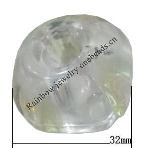 Transparent Acrylic Bead, 32x22mm Hole:12mm Sold by Bag 