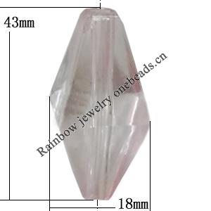 Transparent Acrylic Bead, Bicone 43x18mm Hole:4mm Sold by Bag 