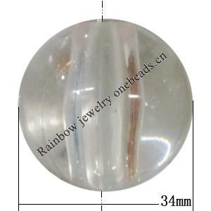 Transparent Acrylic Bead, Round 34mm Hole:10mm Sold by Bag 